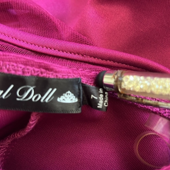 Macy’s Berry Color High Neck Cocktail Fit & Flare Sz 7 - Picture 9 of 12